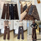 Ladies Leopard Print Wide Crystal Embedded Loose Trousers
